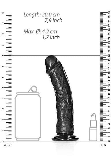 Fallo CURVED REALISTIC DILDO WITH SUCTION CUP - 7''/ 18 CM nero