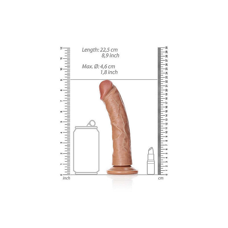 Fallo maxi tan CURVED REALISTIC DILDO WITH SUCTION CUP - 8''/ 20,5 CM