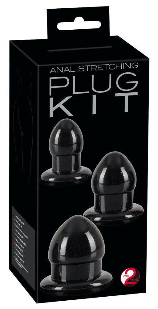 Kit 3pz fallo anale plug set mini medium maxi dildo anal sex toys nero black butt