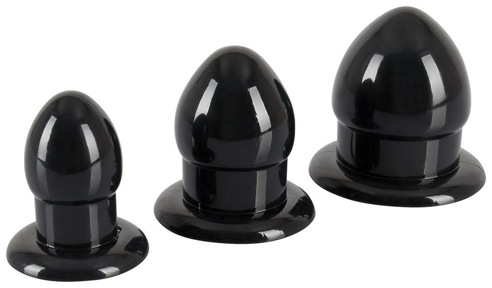 Kit 3pz fallo anale plug set mini medium maxi dildo anal sex toys nero black butt