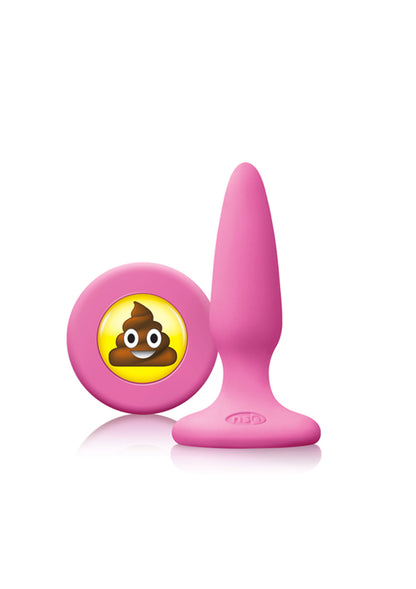 Plug anale in silicone mini fallo butt rosa conico con smile sht EMOJI FACE rosa sex toys